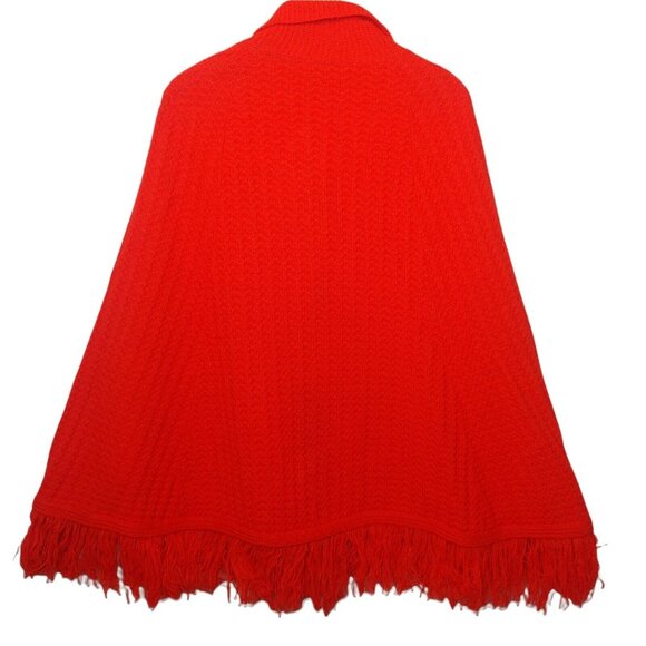 Vintage Jolie Womens S/M Cable Knit Sweater Shawl Red Collared Buttons Orlon - Picture 2 of 6